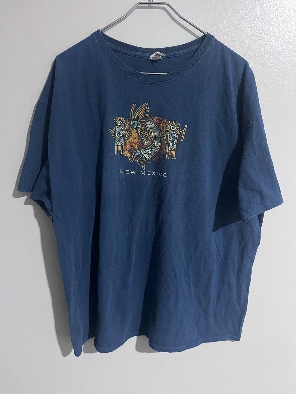 New Mexico Shirt Mens 2XL Blue Short Sleeve Graphic Cotton Tagless Crew Neck